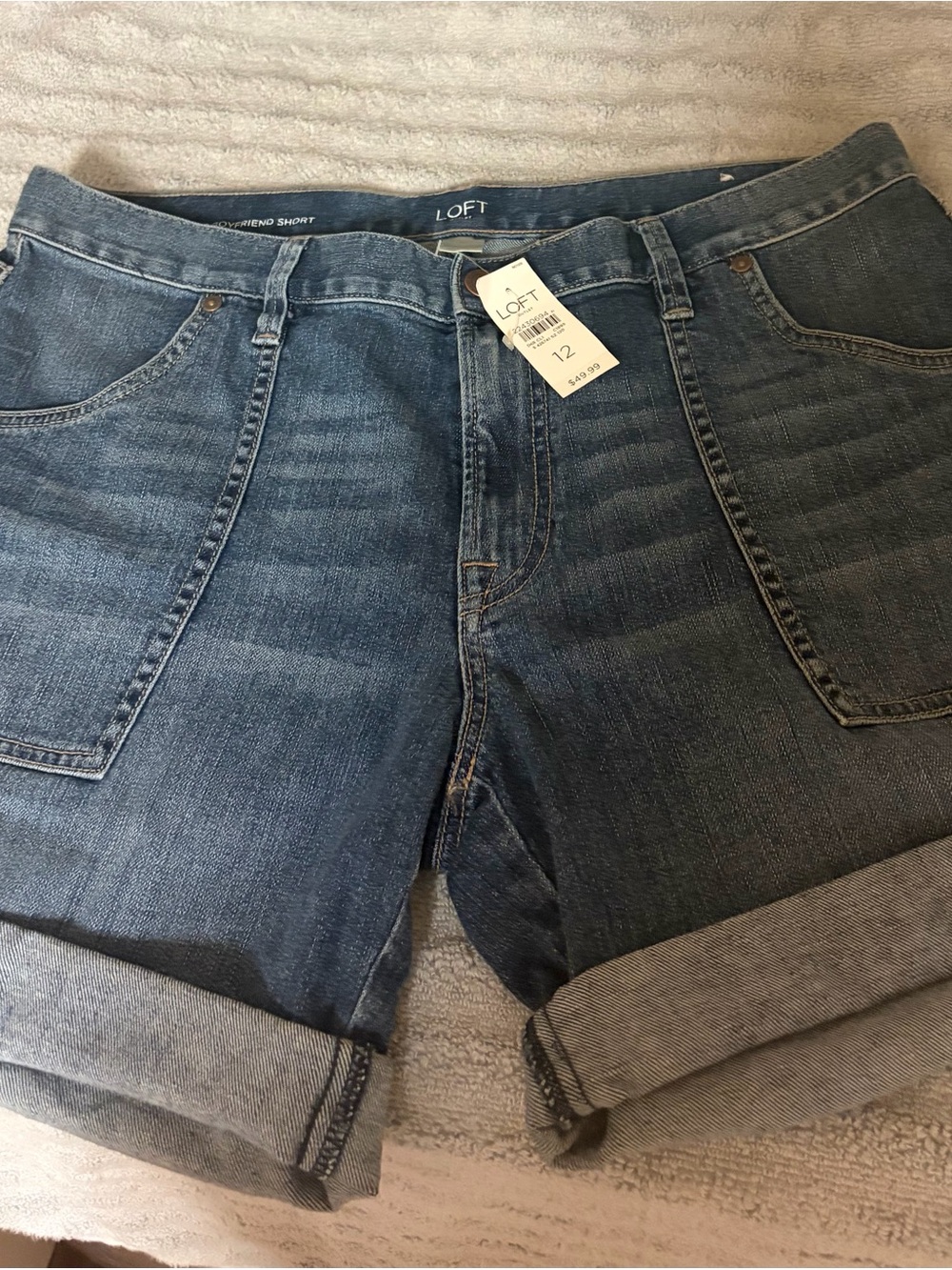 LOFT womens Dark Blue Relaxed Roll-Cuff Jeans